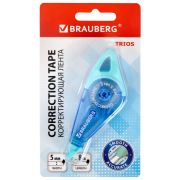 Корректирующая лента BRAUBERG «TRIOS», 5 мм х 8 м, корпус мятно-голубой с подвесом, блистер, 273023