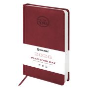 Ежедневник датированный 2026, А5, 138x213 мм, BRAUBERG «Favorite», под кожу, бордовый, 117034