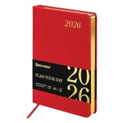 Ежедневник датированный 2026 А5 138x213 мм, BRAUBERG «Iguana», под кожу, красный, 117055