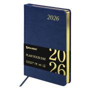 Ежедневник датированный 2026 А5 138x213 мм, BRAUBERG «Iguana», под кожу, синий, 117056