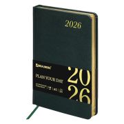Ежедневник датированный 2026 А5 138x213 мм, BRAUBERG «Iguana», под кожу, темно-зеленый, 117058