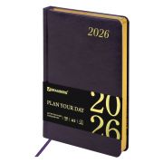 Ежедневник датированный 2026 А5 138x213 мм, BRAUBERG «Iguana», под кожу, темно-фиолетовый, 117059