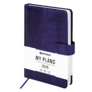 Ежедневник датированный 2026 А5 138x213 мм, BRAUBERG «Legend», под кожу, застежка, фиолетовый, 117069