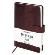 Ежедневник датированный 2026 А5 138x213 мм, BRAUBERG «Legend», под кожу, застежка, коричневый, 117071