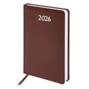 Ежедневник датированный 2026, А5, 138x213 мм, BRAUBERG «Profile», балакрон, коричневый, 117072