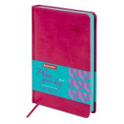 Ежедневник датированный 2026, А5, 138x213 мм, BRAUBERG «Rainbow», под кожу, розовый, 117078