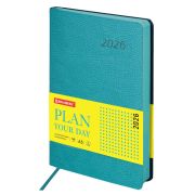 Ежедневник датированный 2026 А5 138x213 мм, BRAUBERG «Stylish», под кожу, гибкий, бирюзовый, 117098
