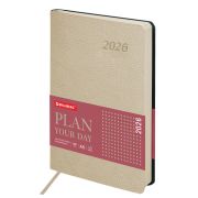 Ежедневник датированный 2026 А5 138x213 мм, BRAUBERG «Stylish», под кожу, гибкий, бежевый, 117104
