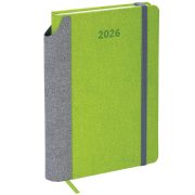 Ежедневник датированный 2026 А5 138x213 мм, BRAUBERG «Mosaic», под кожу, карман для ручки, зеленый, 117111