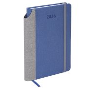 Ежедневник датированный 2026 А5 138x213 мм, BRAUBERG «Mosaic», под кожу, карман для ручки, синий, 117112