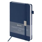 Ежедневник датированный 2026, А5, 138x213 мм, BRAUBERG «Control», под кожу, держатель для ручки, синий, 117121