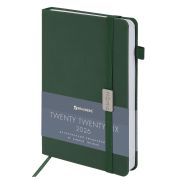 Ежедневник датированный 2026, А5, 138x213 мм, BRAUBERG «Control», под кожу, держатель для ручки, зеленый, 117123