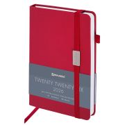 Ежедневник датированный 2026, А5, 138x213 мм, BRAUBERG «Control», под кожу, держатель для ручки, красный, 117124