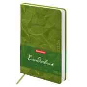 Ежедневник датированный 2026 А5 138x213 мм, BRAUBERG «Foliage», под кожу, гибкий, зеленый, 117128