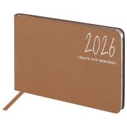 Еженедельник датированный 2026 МАЛЫЙ ФОРМАТ 105х160 мм, А6, BRAUBERG «Blaze», фольга, коричневый, 117217