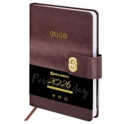 Ежедневник датированный 2026 А5 138х213 мм, BRAUBERG «Elegant», под кожу, застежка, бордовый, 117367