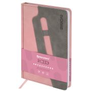 Ежедневник датированный 2026, А5, 138x213 мм, BRAUBERG «Assistant», под кожу, держатель, розовый, 117377
