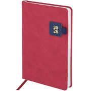 Ежедневник датированный 2026 А5 138х213 мм, BRAUBERG «Accent», под кожу, держатель, красный/синий, 117384
