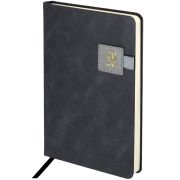 Ежедневник датированный 2026 А5 138х213 мм, BRAUBERG «Accent», под кожу, держатель, серый, 117385