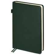 Ежедневник датированный 2026, А5, 138х213 мм, BRAUBERG «Essential», под кожу, держатель, темно-зеленый, 117394