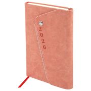 Ежедневник датированный 2026, А5, 145х213 мм, BRAUBERG «Jacket», под кожу, клапан, держатель, розовый, 117400