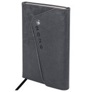 Ежедневник датированный 2026, А5, 145х213 мм, BRAUBERG «Jacket», под кожу, клапан, держатель, серый, 117403