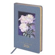 Ежедневник датированный 2026 А5 138х213 мм, BRAUBERG «ArtGallery», под кожу, нашивка, голубой, 117407