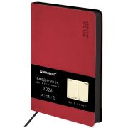 Ежедневник датированный 2026 А5 138x213 мм, BRAUBERG «Metropolis Mix», под кожу, гибкий, красный, 117442