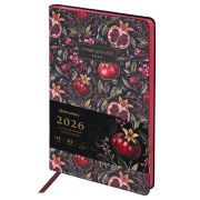 Ежедневник датированный 2026 А5 138x213 мм, BRAUBERG «Vista», под кожу, гибкий, «Pomegranate», 117449