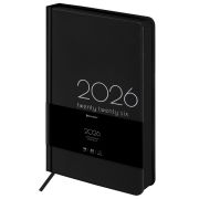 Ежедневник датированный 2026 А5 138x213 мм, BRAUBERG «Vista», под кожу, твердый, «Black coal», 117460