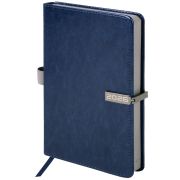 Ежедневник датированный 2026 А5 138x213 мм, BRAUBERG «Inspiration», под кожу, цветной срез, синий, 117474