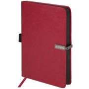 Ежедневник датированный 2026 А5 138x213 мм, BRAUBERG «Inspiration», под кожу, цветной срез, красный, 117475