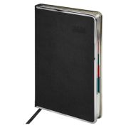 Ежедневник датированный 2026 А5 148х218 мм, GALANT «Infinity Silver», под кожу, черный, 117495