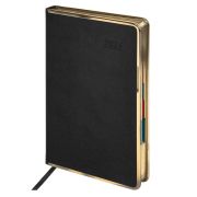 Ежедневник датированный 2026 А5 148х218 мм, GALANT «Infinity Gold», под кожу, черный, 117500