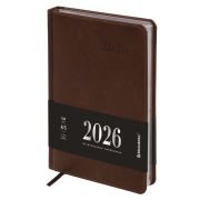 Ежедневник датированный 2026, А5, 138х213 мм, BRAUBERG «Impression», под кожу, коричневый, 117511