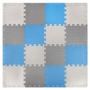 Коврик-пазл напольный 1,2х1,2 м, 16 шт., 30х30 см, толщина 1 см, серый, голубой, светло-серый, ЮНЛАНДИЯ, 664813