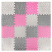 Коврик-пазл напольный 1,2х1,2 м, 16 шт., 30х30 см, толщина 1 см, серый, розовый, светло-серый, ЮНЛАНДИЯ, 664815