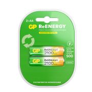 Батарейки аккумуляторные GP ReEnergy Ni-Mh пальчиковые КОМПЛЕКТ 2 шт., AA (HR6), 2000 mAh, 210AAHCRGY, 210AAHCRGY-2CRC