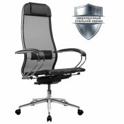 Кресло МЕТТА «ErgoLife» 10 B1-104K, хром, синхромеханизм, прочная сетка, черное