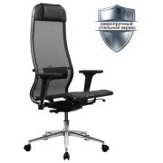 Кресло МЕТТА «ErgoLife» 10 B1-104D, хром, синхромеханизм, 2D-подлокотники, прочная сетка, черное