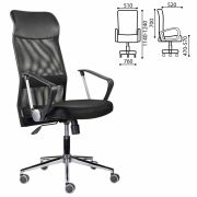 Кресло «Директ Лайт» МС-040, высокая спинка, с подлокотниками, хром, черное