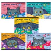 Альбом для рисования А4, 40 л., скоба, обложка картон, HATBER, 205х290 мм, «Котофей» (5 видов), 091512, 40А4В