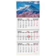 Календарь квартальный на 2026 г., 3 блока, 3 гребня, бегунок, мелованная бумага, BRAUBERG, «Фудзи», 116794