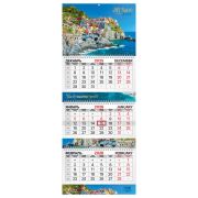 Календарь квартальный 2026 г., 3 блока, 3 гребня, бегунок, мелованная бумага, BRAUBERG EXTRA, «Бухта», 116818