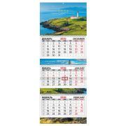 Календарь квартальный 2026 г., 3 блока, 3 гребня, бегунок, мелованная бумага, BRAUBERG EXTRA, «Маяк», 116819