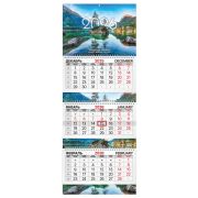 Календарь квартальный 2026 г., 3 блока, 3 гребня, бегунок, мелованная бумага, BRAUBERG EXTRA, «Горное озеро», 116822