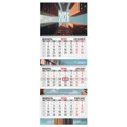 Календарь квартальный 2026 г., 3 блока, 3 гребня, бегунок, мелованная бумага, BRAUBERG EXTRA, «Мегаполис», 116823