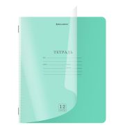 Тетрадь обложка пластик (прозрачный) 12 л., клетка, BRAUBERG «Smart Cover», ЗЕЛЕНАЯ, 405019
