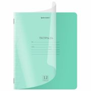 Тетрадь обложка пластик (прозрачный) 12 л., косая линия, BRAUBERG «Smart Cover», ЗЕЛЕНАЯ, 405021