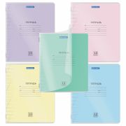 Тетрадь обложка пластик (прозрачный) 12 л., косая линия, BRAUBERG «Smart Cover», АССОРТИ (в спайке), 405024